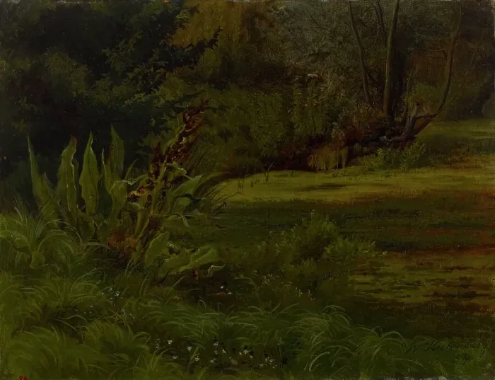 Framed Print : A pond in the forest, exercise, 1854. Creator: Werner Holmberg Framed Print : A pond in the forest, exercise, 1854. Creator: Werner Holmberg