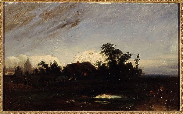 A pond near La Glaciere at dusk (1821). Creator: Unknown