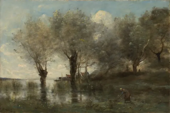 Framed Print : A Pond in Picardy, ca. 1867. Creator: Jean-Baptiste-Camille Corot Framed Print : A Pond in Picardy, ca. 1867. Creator: Jean-Baptiste-Camille Corot