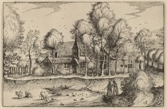Framed Print : A Pond, published 1612. Creator: Claes Jansz Visscher Framed Print : A Pond, published 1612. Creator: Claes Jansz Visscher