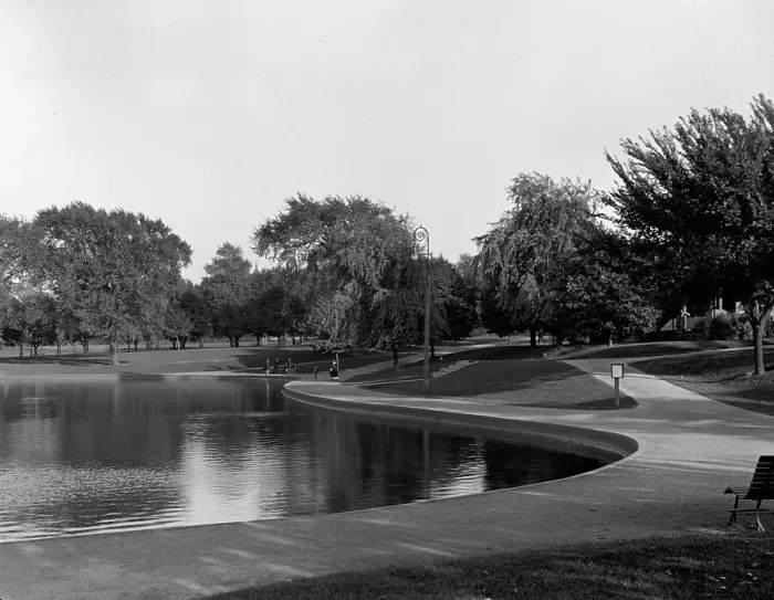 Framed Print : Pond, South Park, Fall River, Mass. between 1900 and 1920. Creator: Unknown Framed Print : Pond, South Park, Fall River, Mass. between 1900 and 1920. Creator: Unknown
