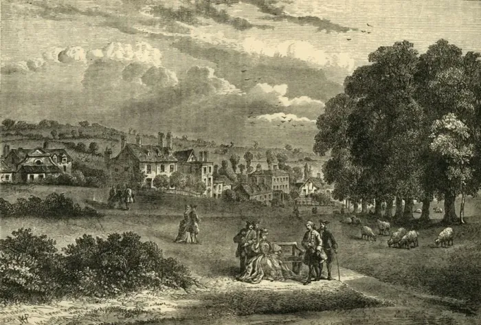 Framed Print : Pond Street, Hampstead, in 1750, (c1876). Creator: Unknown Framed Print : Pond Street, Hampstead, in 1750, (c1876). Creator: Unknown