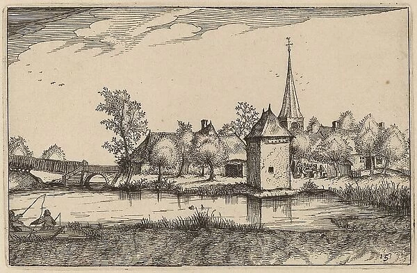 Pond and a Village, published 1612. Creator: Claes Jansz Visscher