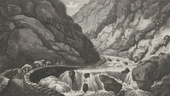 Framed Print : Pont Aberglasslyn, from Remarks on a Tour to North and South Wales, in the year 1797, 1799. Creator: John Hill Framed Print : Pont Aberglasslyn, from Remarks on a Tour to North and South Wales, in the year 1797, 1799. Creator: John Hill