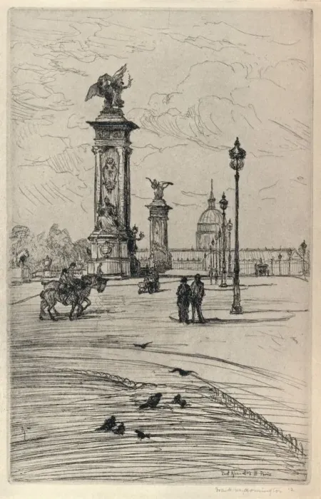 Framed Print : The Pont Alexandre III, 1915. Artist: Frank Milton Armington Framed Print : The Pont Alexandre III, 1915. Artist: Frank Milton Armington