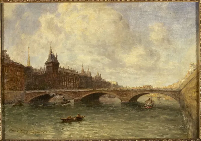 Framed Print : Pont au Change and the Quai de l'Horloge, 1898. Creator: Frank Myers Boggs Framed Print : Pont au Change and the Quai de l'Horloge, 1898. Creator: Frank Myers Boggs