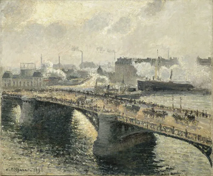 Framed Print : Pont Boieldieu in Rouen, sunset, misty weather, 1896 Framed Print : Pont Boieldieu in Rouen, sunset, misty weather, 1896