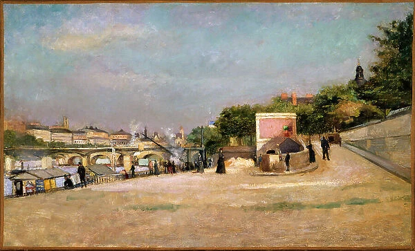 Pont des Arts and the Pont-Neuf, seen from the bank of the Pont des Saints-Peres, c1880. Creator: Edouard Cremieux