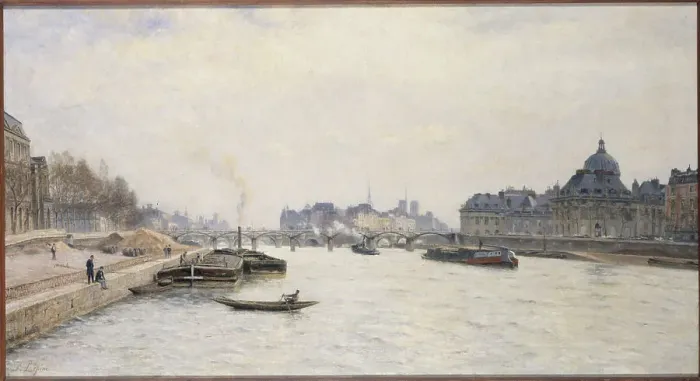Framed Print : Pont des Arts, view of the Pont Royal, c1884. Creator: Stanislas Lepine Framed Print : Pont des Arts, view of the Pont Royal, c1884. Creator: Stanislas Lepine