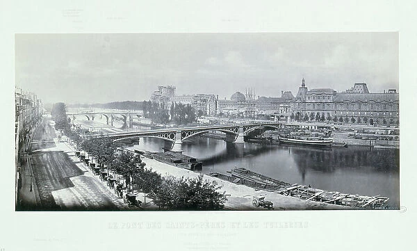 Pont des Saint-Peres and Tuileries. View taken from the Malaquais quay, 1865. Creator: Frederic Martens