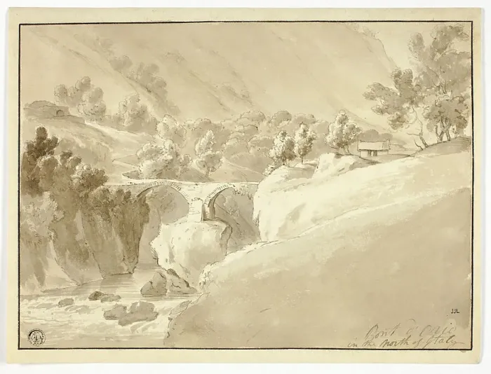 Framed Print : Pont d'Orio in the North of Italy, c.1800. Creators: Unknown, JMW Turner Framed Print : Pont d'Orio in the North of Italy, c.1800. Creators: Unknown, JMW Turner