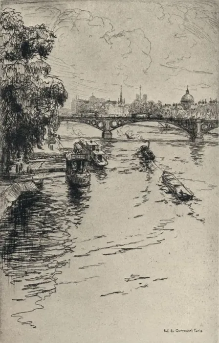 Framed Print : The Pont du Carrousel, 1915. Artist: Frank Milton Armington Framed Print : The Pont du Carrousel, 1915. Artist: Frank Milton Armington