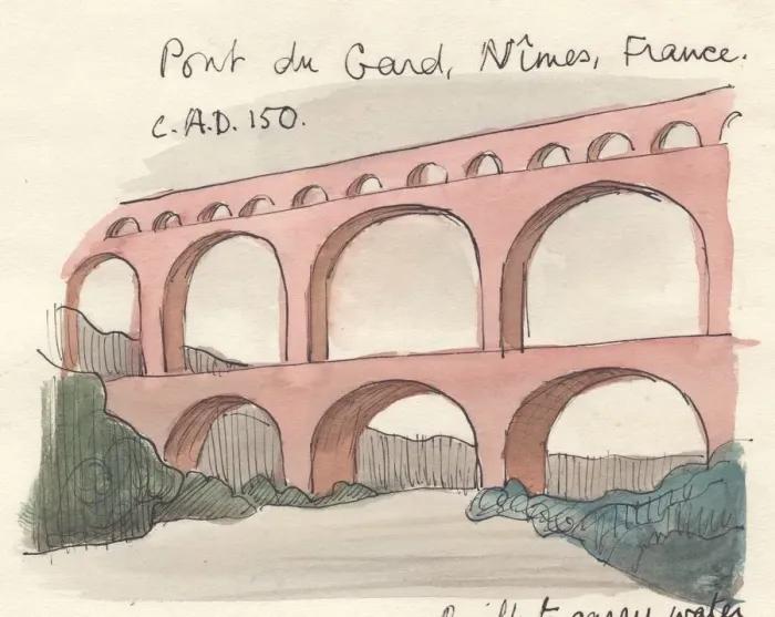 Framed Print : Pont du Gard, 1951. Creator: Shirley Markham Framed Print : Pont du Gard, 1951. Creator: Shirley Markham