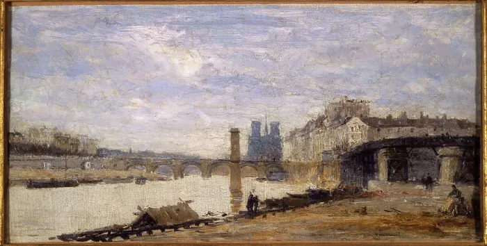 Framed Print : Pont de la Tournelle, the Ile Saint-Louis and pier, seen from Ile Louviers, c1877. Creator: Unknown Framed Print : Pont de la Tournelle, the Ile Saint-Louis and pier, seen from Ile Louviers, c1877. Creator: Unknown