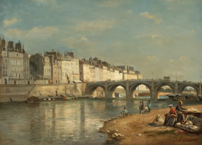 Framed Print : Pont de la Tournelle, Paris, 1862. Creator: Stanislas Lepine Framed Print : Pont de la Tournelle, Paris, 1862. Creator: Stanislas Lepine