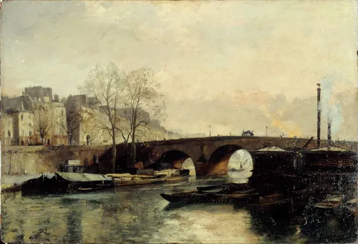 Framed Print : Pont Marie seen from Quai des Celestins, 1886. Creator: Paul Schaan Framed Print : Pont Marie seen from Quai des Celestins, 1886. Creator: Paul Schaan