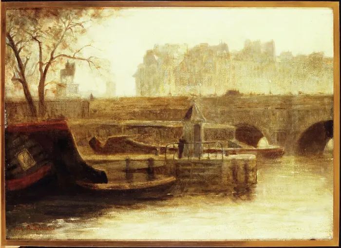 Framed Print : Pont-Neuf and Ile de la Cite, seen from the Quai Conti, 1902. Creator: Mathilde Angele Delasalle Framed Print : Pont-Neuf and Ile de la Cite, seen from the Quai Conti, 1902. Creator: Mathilde Angele Delasalle
