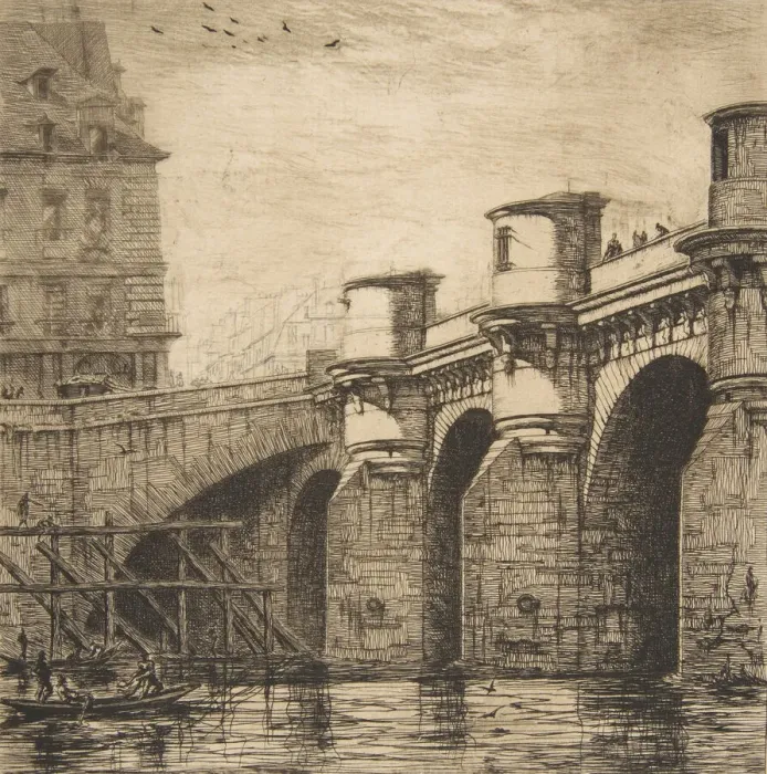 Framed Print : Pont-Neuf, Paris, 1853. Creator: Charles Meryon Framed Print : Pont-Neuf, Paris, 1853. Creator: Charles Meryon