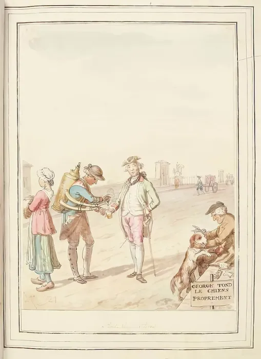 Framed Print : Pont Neuf, Paris, leaf from A Collection of Dresses by David Allan Mostly from Nature, 1776