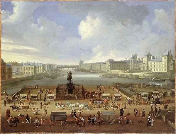 Pont-Neuf, seen from entrance to Place Dauphine, Malaquais quay with College des... c1666 and 1669. Creator: Unknown
