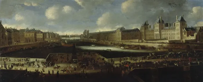 Framed Print : Pont-Neuf, seen from the entrance to Place Dauphine, Quai Malaquais with the Collège...around 1665, Creator: Unknown Framed Print : Pont-Neuf, seen from the entrance to Place Dauphine, Quai Malaquais with the Collège...around 1665, Creator: Unknown