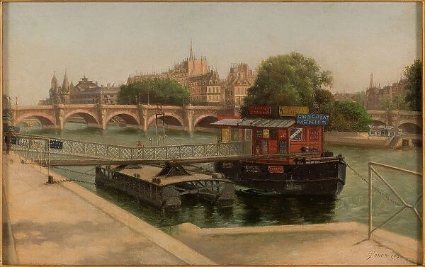 Pont-Neuf seen from the Louvre quay, 1900. Creator: Julien Hippolyte Feron