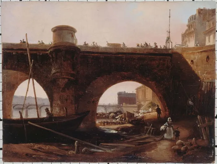 Framed Print : Pont-Neuf, seen from the right bank, around 1830. Creator: Unknown Framed Print : Pont-Neuf, seen from the right bank, around 1830. Creator: Unknown