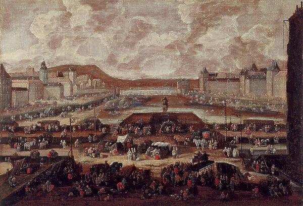 Pont-Neuf, Seine and the Louvre, around 1670. Creator: Pieter Casteels