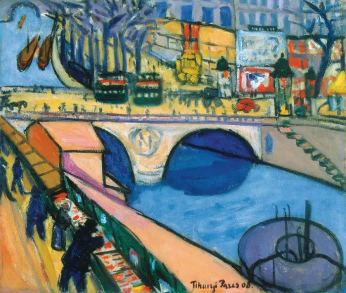 Framed Print : The Pont Saint-Michel in Paris, 1908