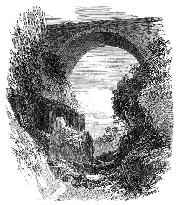 Framed Print : Pont St. Louis and ruins of Roman aqueduct, Mentone, 1869. Creator: Unknown Framed Print : Pont St. Louis and ruins of Roman aqueduct, Mentone, 1869. Creator: Unknown