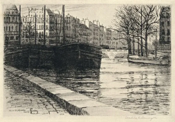 Framed Print : The Pont St Michel, 1915. Artist: Caroline Helena Armington Framed Print : The Pont St Michel, 1915. Artist: Caroline Helena Armington