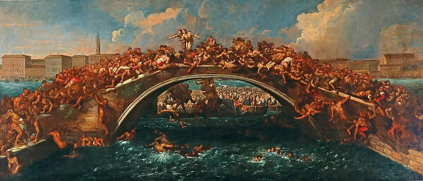 Ponte dei Pugni in Venice. Creator: Liberi, Pietro (1605-1687)