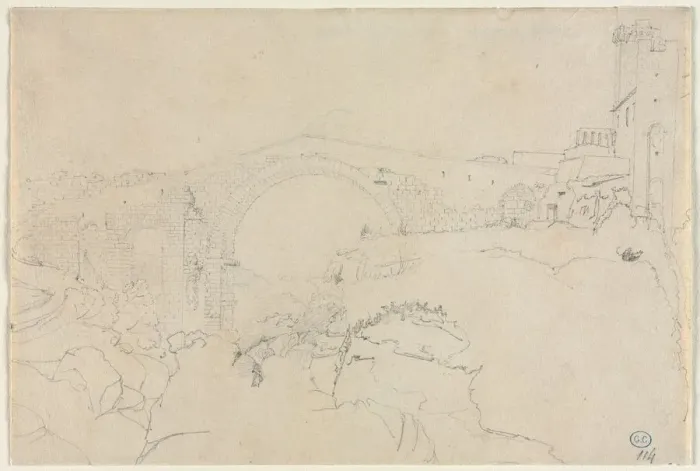Framed Print : The Ponte dellAbbadia at Vulci, first half 19th century. Creator: Jean-Auguste-Dominique Ingres Framed Print : The Ponte dellAbbadia at Vulci, first half 19th century. Creator: Jean-Auguste-Dominique Ingres