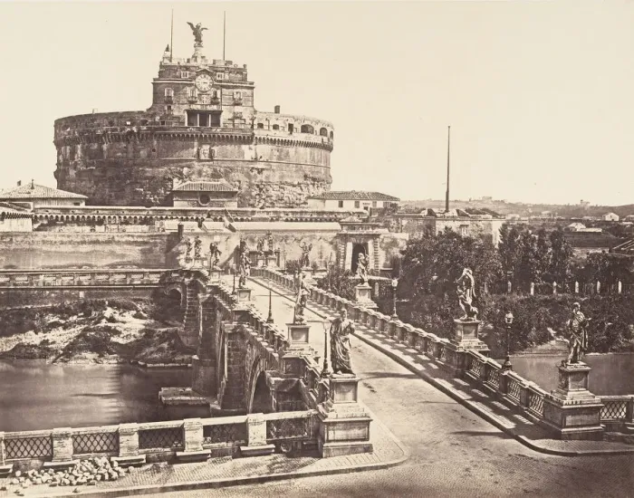 Framed Print : Ponte e Castel S. Angelo, 1848-52. Creator: Eugene Constant