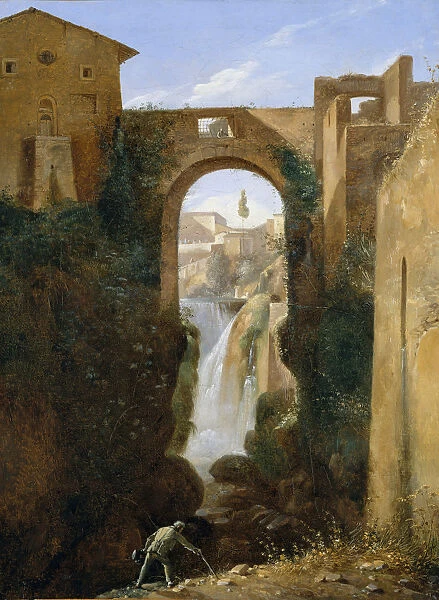 Ponte San Rocco and Waterfalls, Tivoli, ca. 1810-20. Creator: Francois-Marius Granet