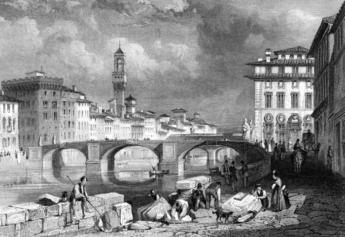 Framed Print : The Ponte Santa Trinita, Florence, Italy, 19th century. Artist: J Redaway Framed Print : The Ponte Santa Trinita, Florence, Italy, 19th century. Artist: J Redaway