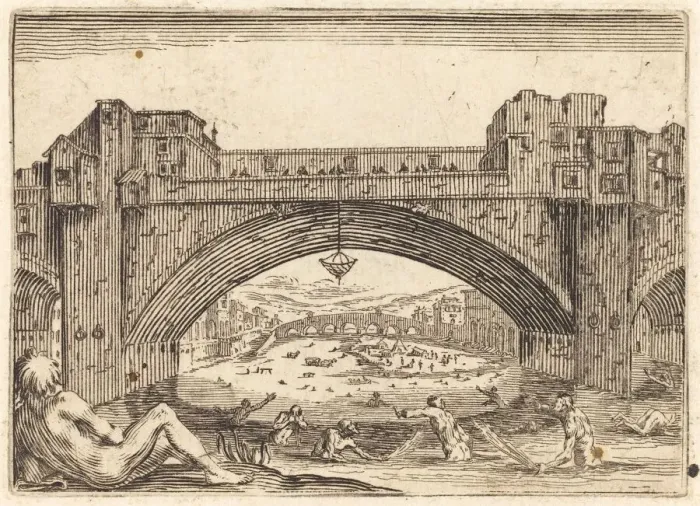 Framed Print : Ponte Vecchio, Florence, c. 1622. Creator: Jacques Callot Framed Print : Ponte Vecchio, Florence, c. 1622. Creator: Jacques Callot
