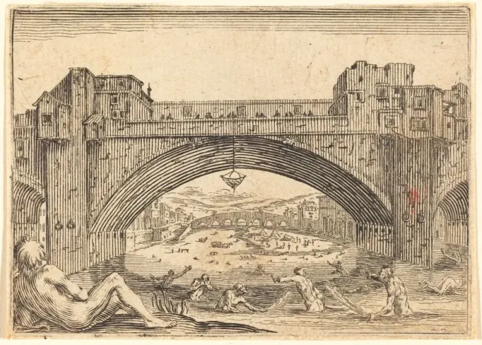 Framed Print : Ponte Vecchio, Florence, c. 1622. Creator: Jacques Callot Framed Print : Ponte Vecchio, Florence, c. 1622. Creator: Jacques Callot