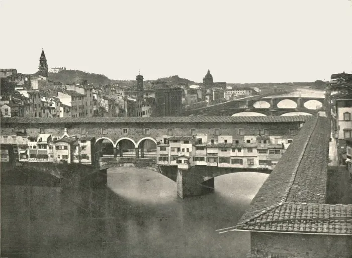 Framed Print : The Ponte Vecchio, Florence, Italy, 1895. Creator: W &s Ltd Framed Print : The Ponte Vecchio, Florence, Italy, 1895. Creator: W &s Ltd