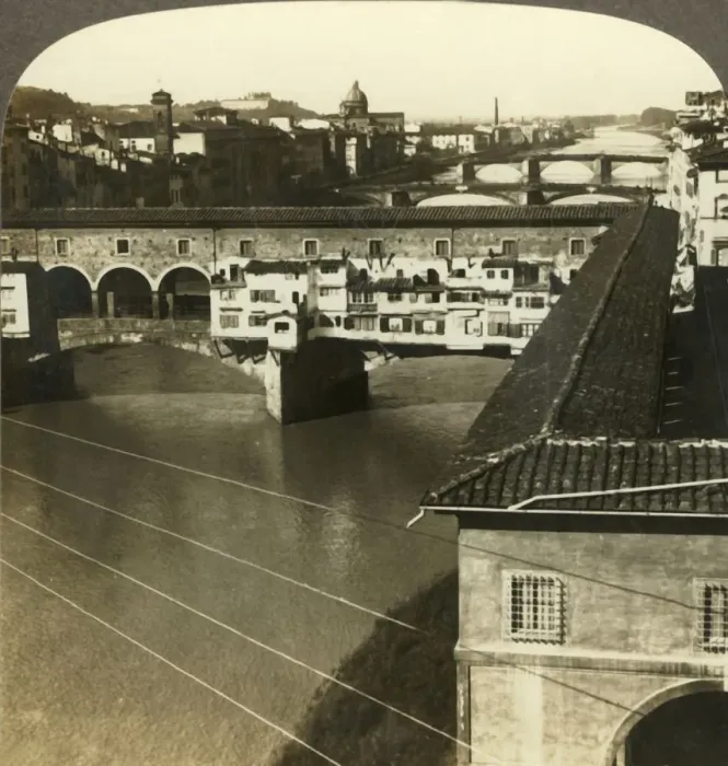 Framed Print : Ponte Vechio and westward sweep of the river Arno, at Florence, Italy, c1909. Creator: Unknown Framed Print : Ponte Vechio and westward sweep of the river Arno, at Florence, Italy, c1909. Creator: Unknown