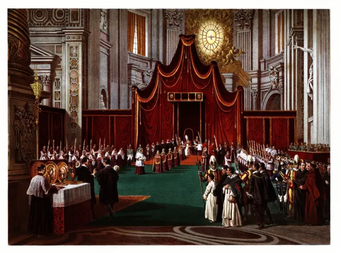 Framed Print : Pontifical ceremonies. Blessing of the Palm Sunday. Color engraving from 1871 Framed Print : Pontifical ceremonies. Blessing of the Palm Sunday. Color engraving from 1871