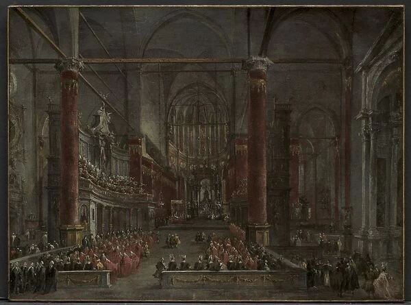 Pontifical Ceremony in SS. Giovanni e Paolo, Venice, 1782, c. 1783. Creator: Francesco Guardi
