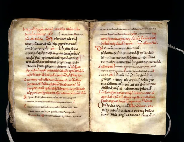 Framed Print : Pontifical from Vic, manuscript on parchment made in the scriptorium of the Cathedral of Vic Framed Print : Pontifical from Vic, manuscript on parchment made in the scriptorium of the Cathedral of Vic