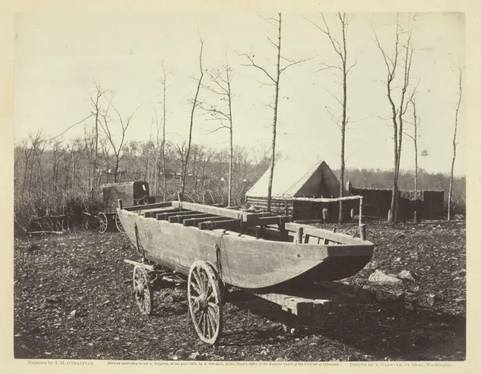 Framed Print : Pontoon Boat, Brandy Station, Virginia, February 1864. Creator: Alexander Gardner Framed Print : Pontoon Boat, Brandy Station, Virginia, February 1864. Creator: Alexander Gardner