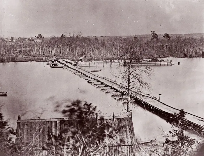 Framed Print : Pontoon Bridge, Broadway Landing, Appomattox River, 1861-65 Framed Print : Pontoon Bridge, Broadway Landing, Appomattox River, 1861-65
