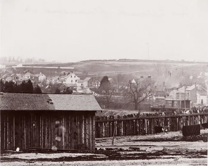 Framed Print : Pontoon Bridge at Deep Bottom, James River, 1864. Creator: Andrew Joseph Russell Framed Print : Pontoon Bridge at Deep Bottom, James River, 1864. Creator: Andrew Joseph Russell