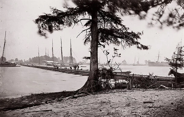 Pontoon Bridge, James River, 1864. Creator: Andrew Joseph Russell