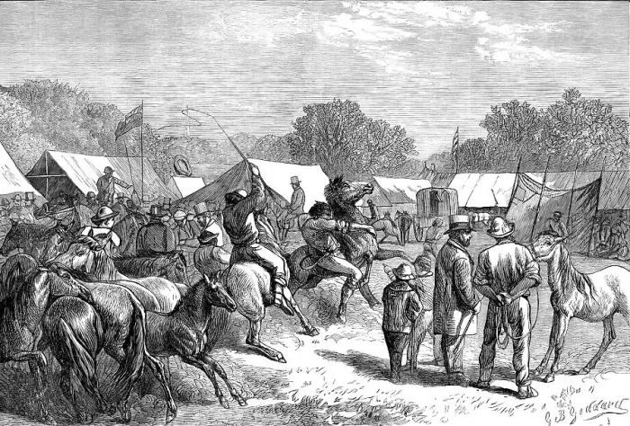 Framed Print : Pony Fair in the New Forest, 1871. Creator: Unknown Framed Print : Pony Fair in the New Forest, 1871. Creator: Unknown