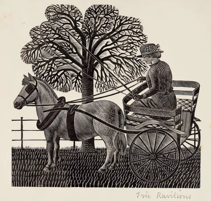 Framed Print : Pony and Trap, 1934. Creator: Eric Ravilious Framed Print : Pony and Trap, 1934. Creator: Eric Ravilious