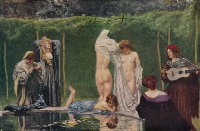 Framed Print : The Pool, 1906, (1918). Artist: Robert Anning Bell Framed Print : The Pool, 1906, (1918). Artist: Robert Anning Bell